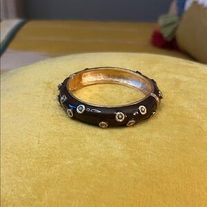 Elegant Brown Enamel Crystal-Accent Bangle Bracelet By Banana Republic  NWOT